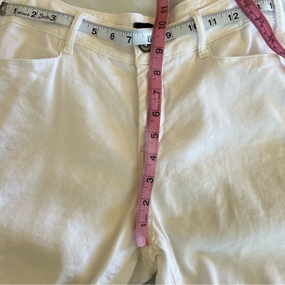 NYDJ Stretch Linen White 5-pocket Straight Leg Pants Style #MAKB2219 Size 4 - Picture 9 of 11